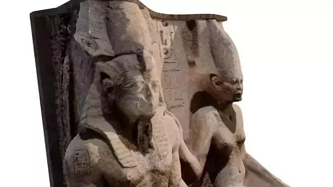 photo scanned Ancient Egyptian statue of a couple 3D model