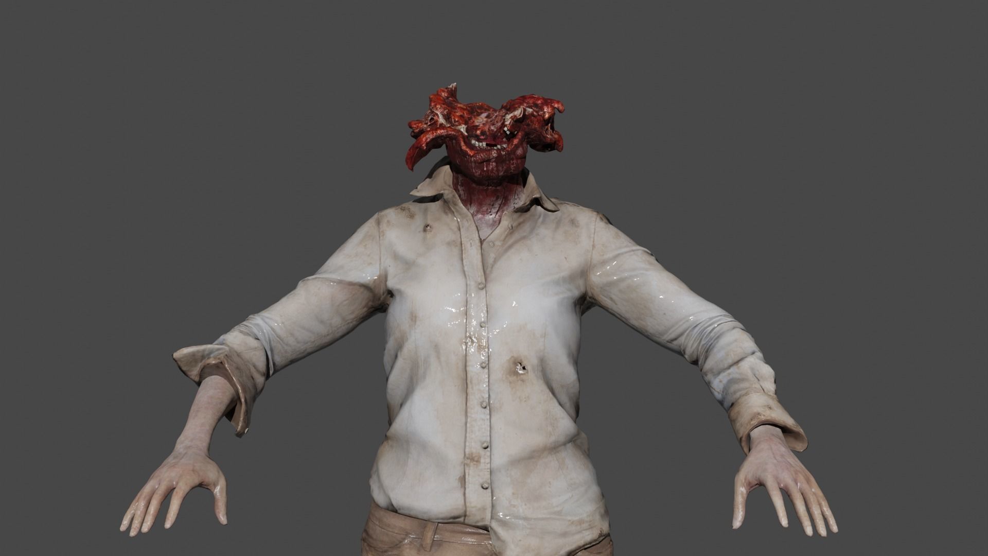 Female Zombie 3D model_3