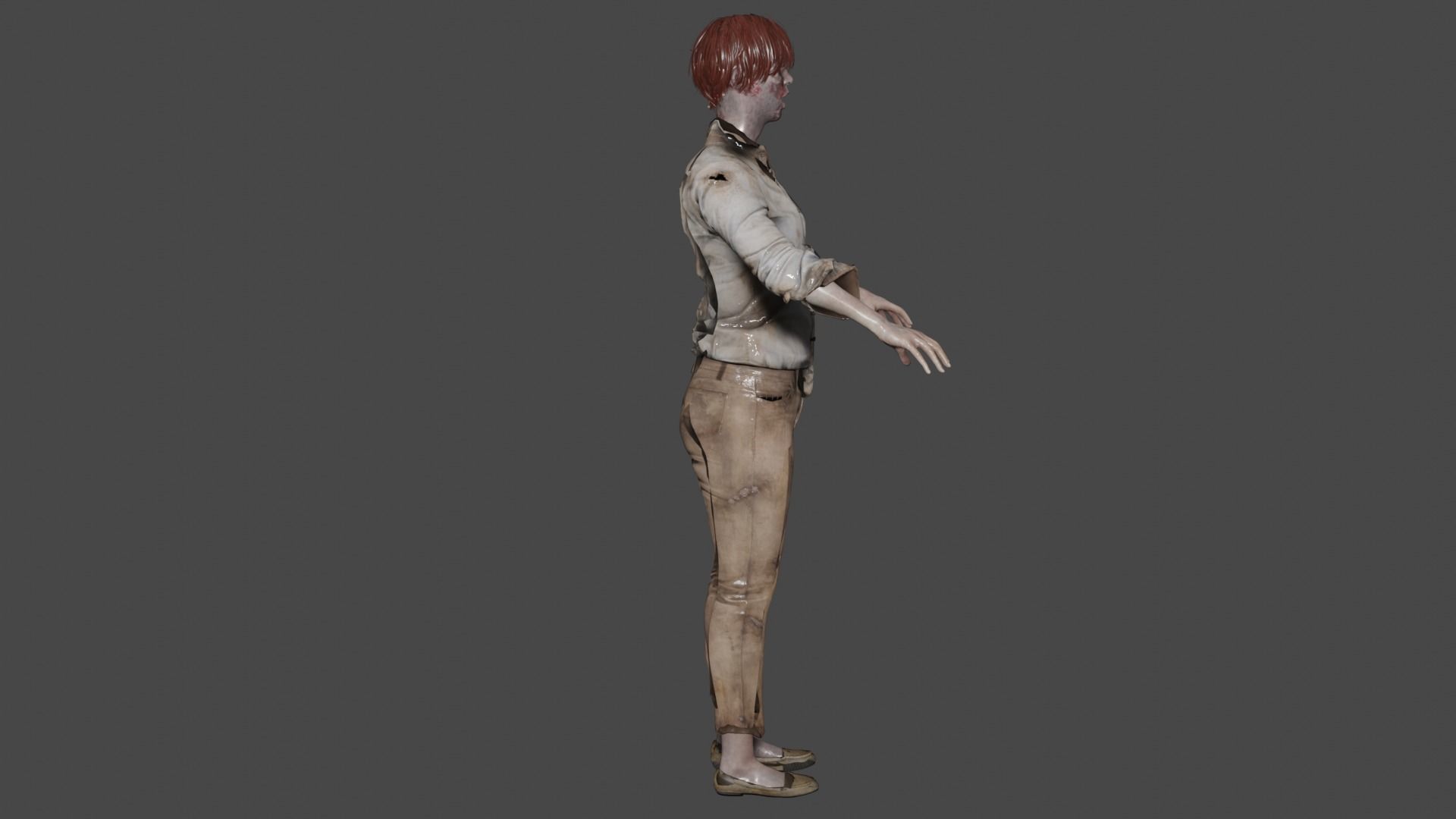 Female Zombie 3D model_4