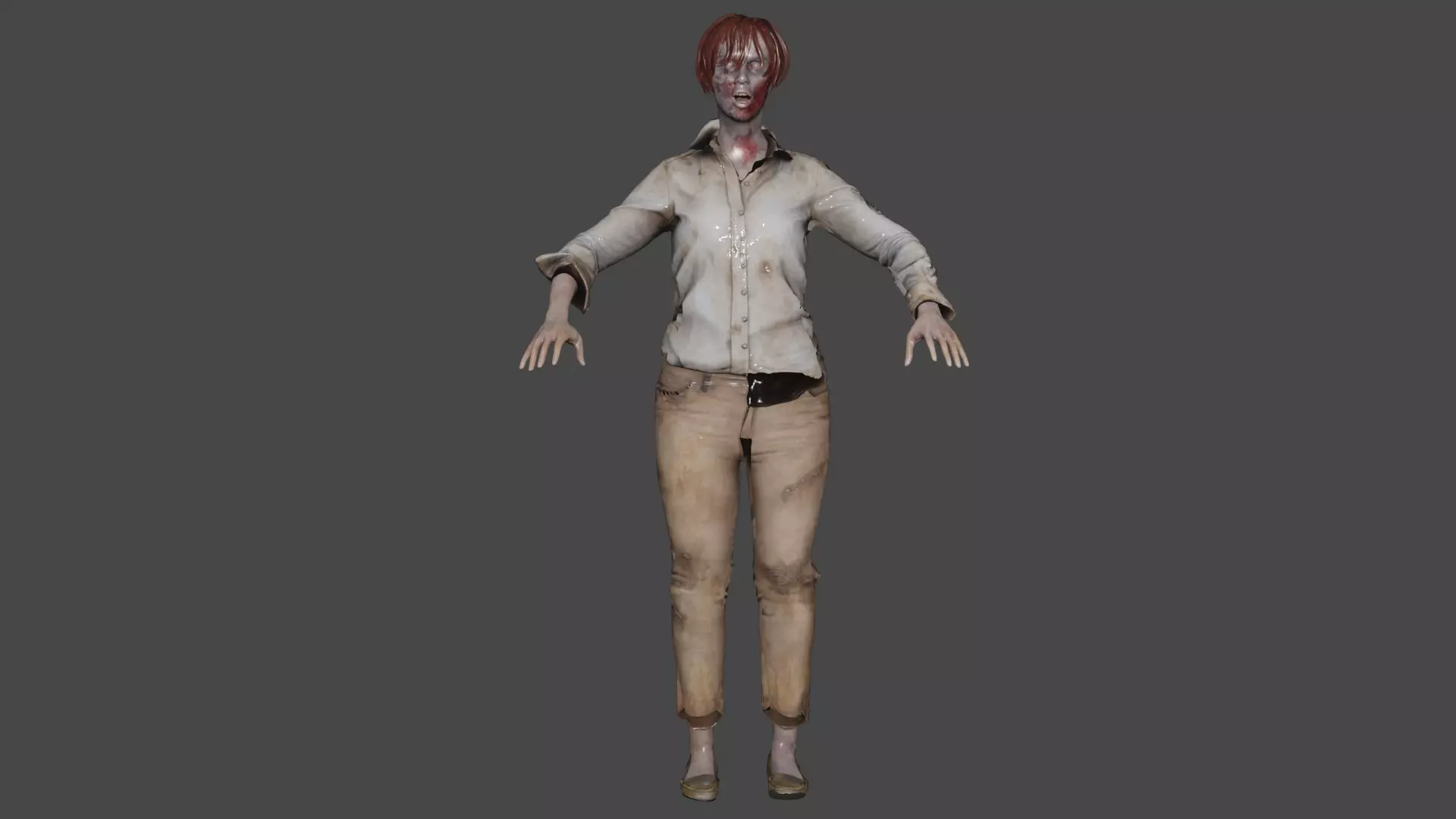 Female Zombie 3D model_0