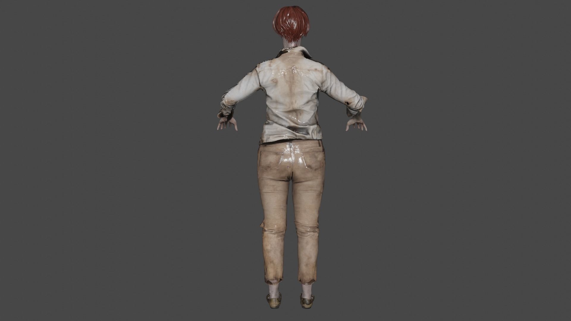 Female Zombie 3D model_6