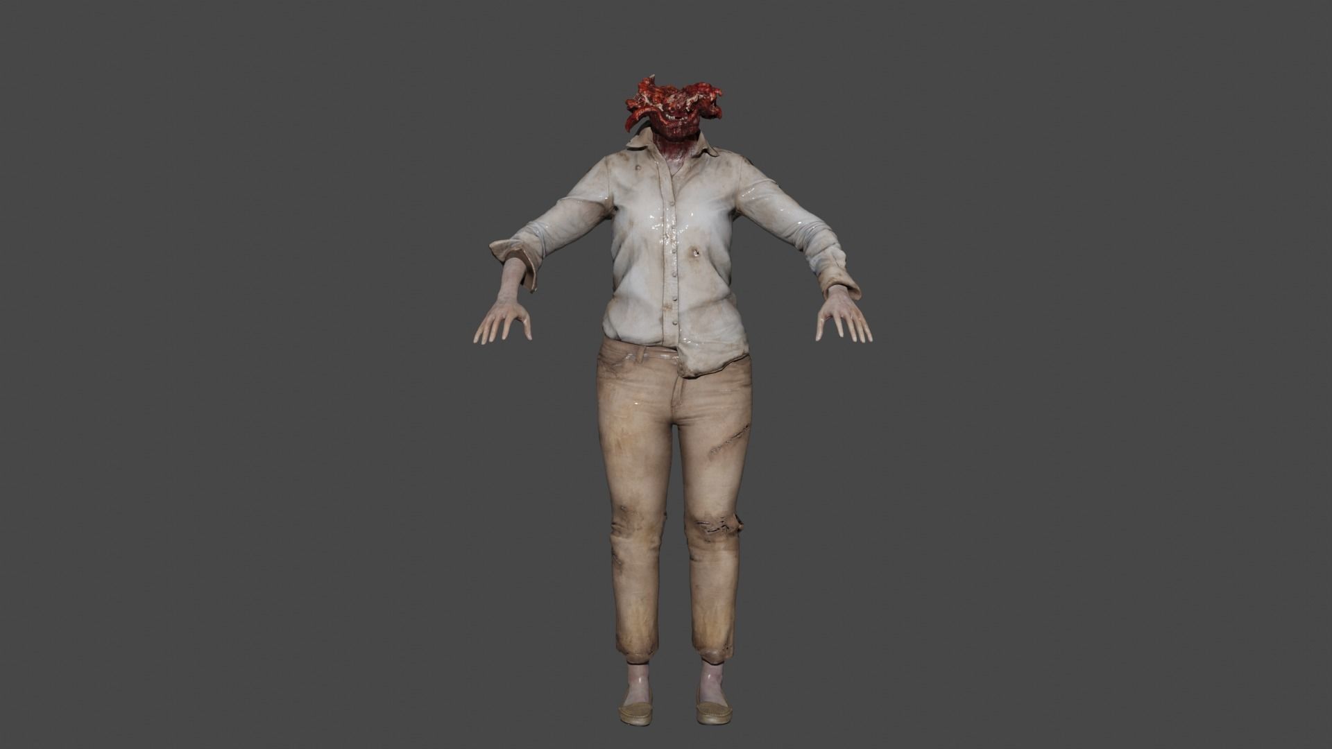 Female Zombie 3D model_1