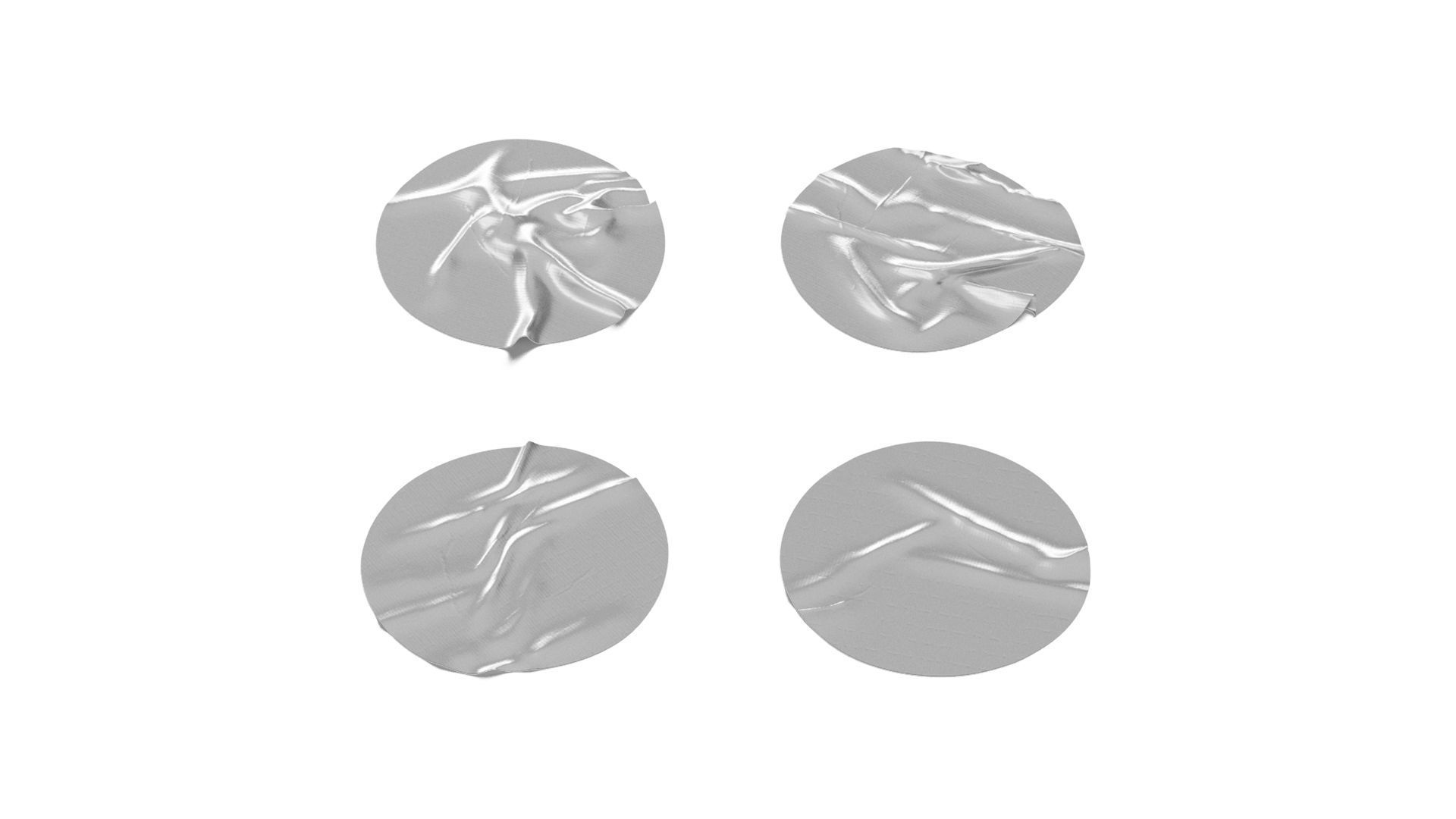 Adhesive Sticker Tape Set - round scotch piece Low-poly 3D model_2