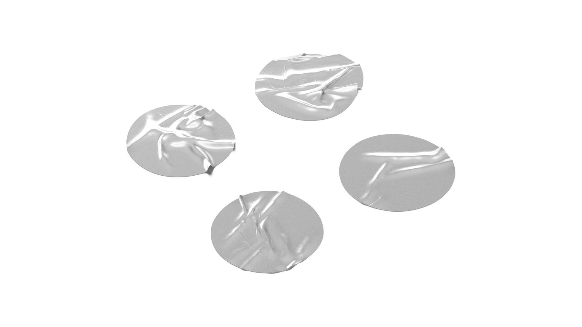 Adhesive Sticker Tape Set - round scotch piece Low-poly 3D model_1