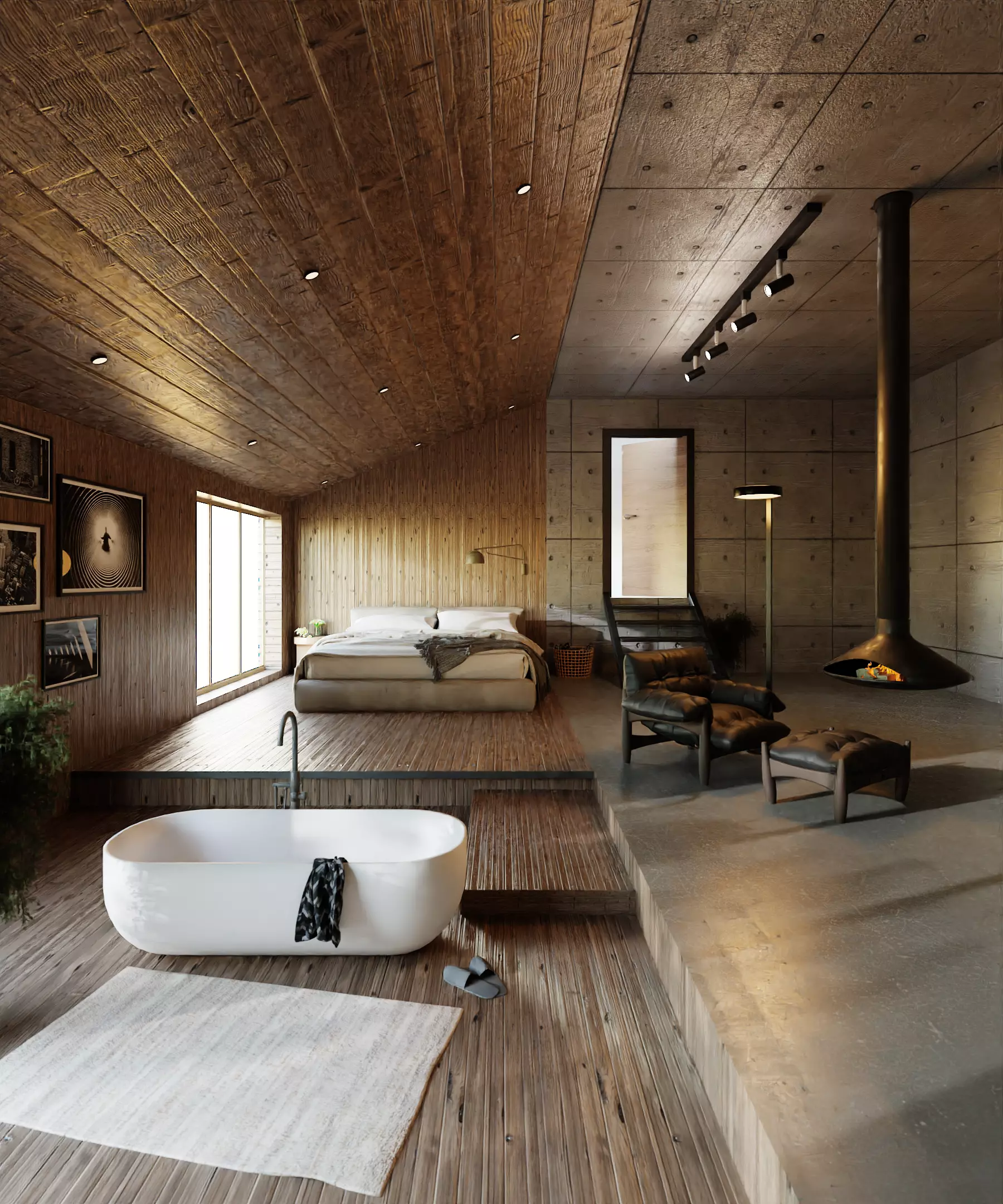 Industrial Looking Interior scene In Native Blend File Low-poly 3D model