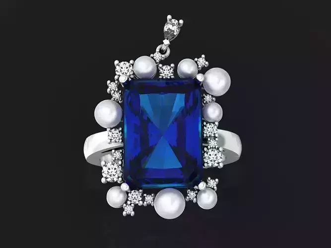 vintage ring with pearls and radiant 1251