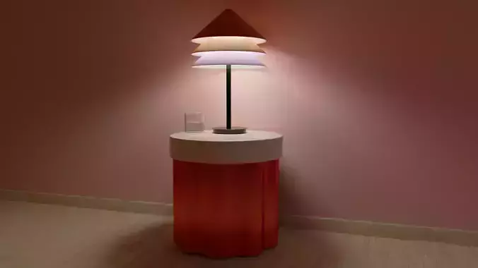 bedside table and lamp