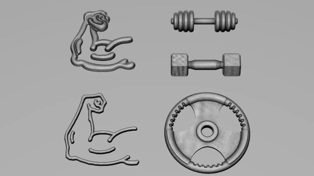 Gym equipment and symbol Free 3D print model