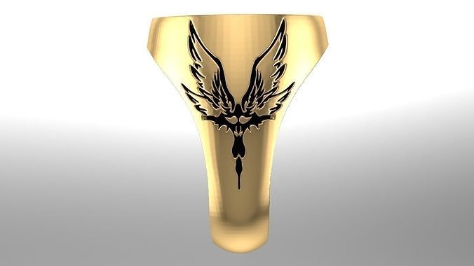 free signet of gold gym angel men ring Free 3D print model