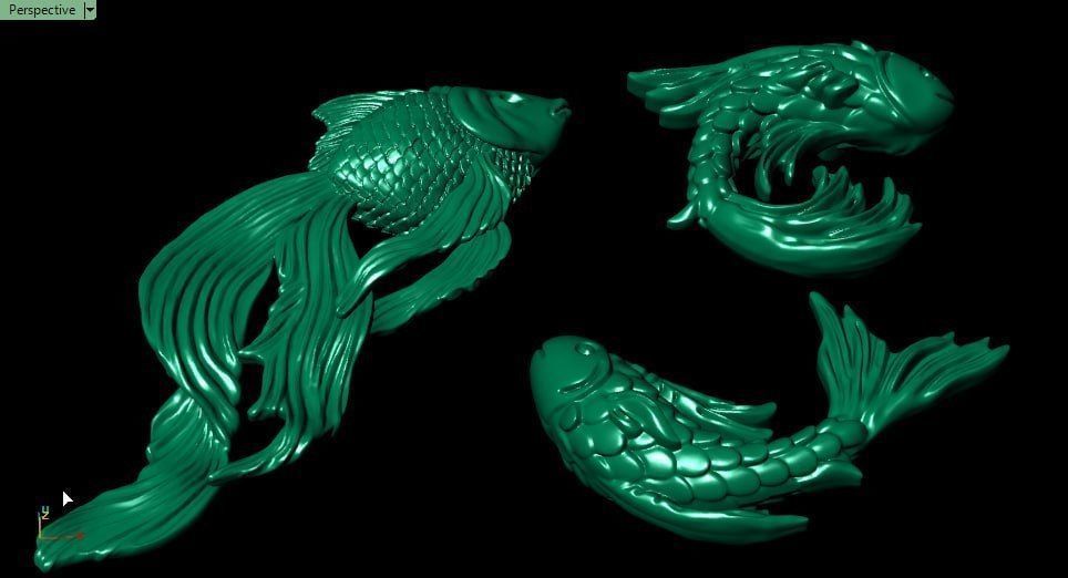 Golden fishes 3D print model_5