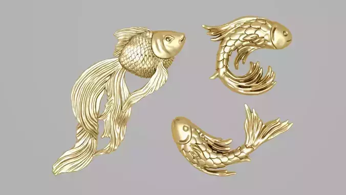 Golden fishes 3D print model