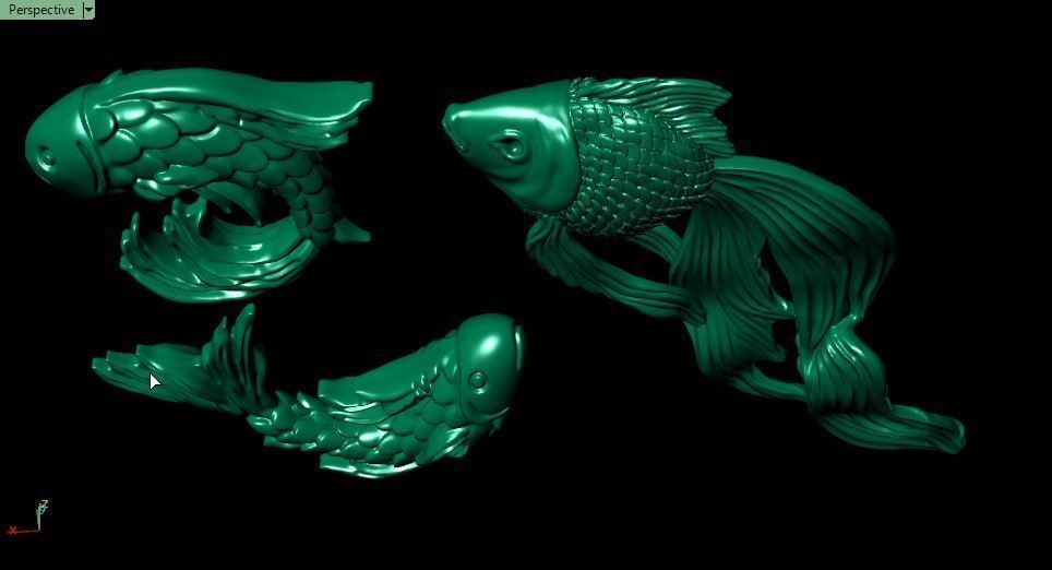 Golden fishes 3D print model_6