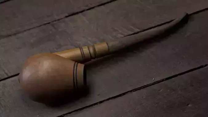 Vintage Wooden Pipe 3D Model