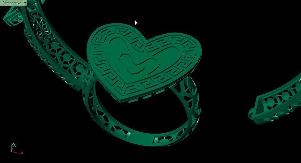 heart shape gold niello halfset 3D print model_5