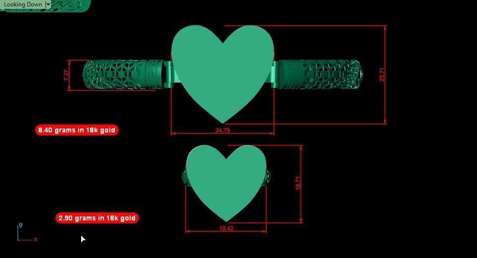heart shape gold niello halfset 3D print model_7