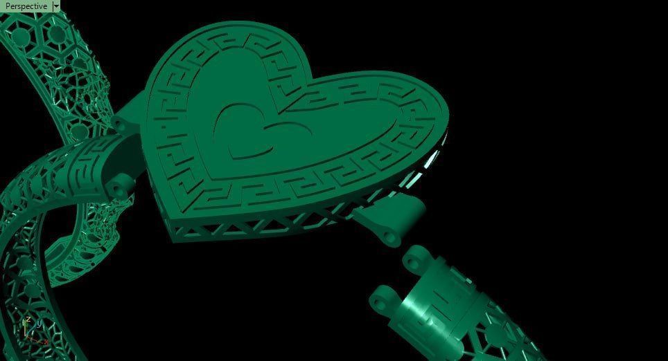 heart shape gold niello halfset 3D print model_6