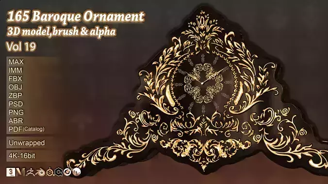 165 Ornament Brush  Alpha  3D Model Vol 19 Baroque
