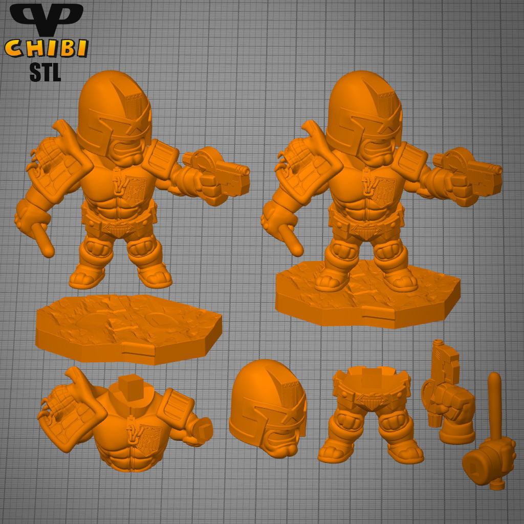 Judge Dredd Chibi STL for 3D Printing ChibiSTL 3DXM 3D print model_2