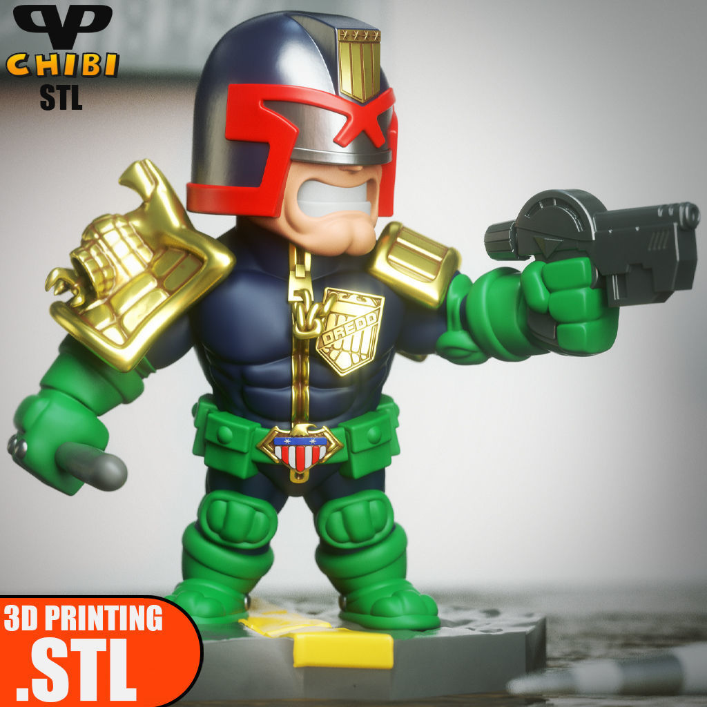 Judge Dredd Chibi STL for 3D Printing ChibiSTL 3DXM 3D print model_0