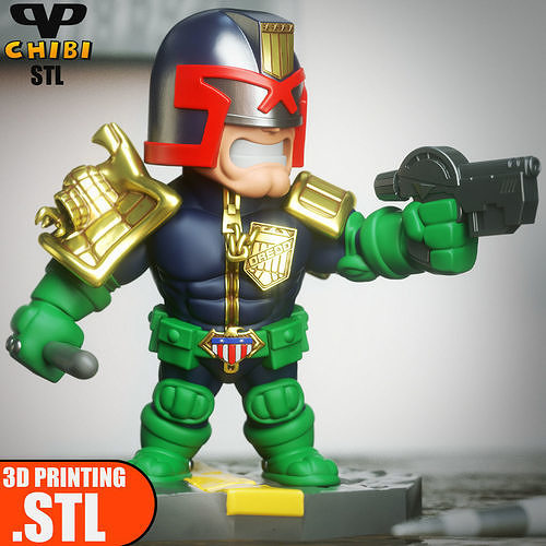 Judge Dredd Chibi STL for 3D Printing ChibiSTL 3DXM