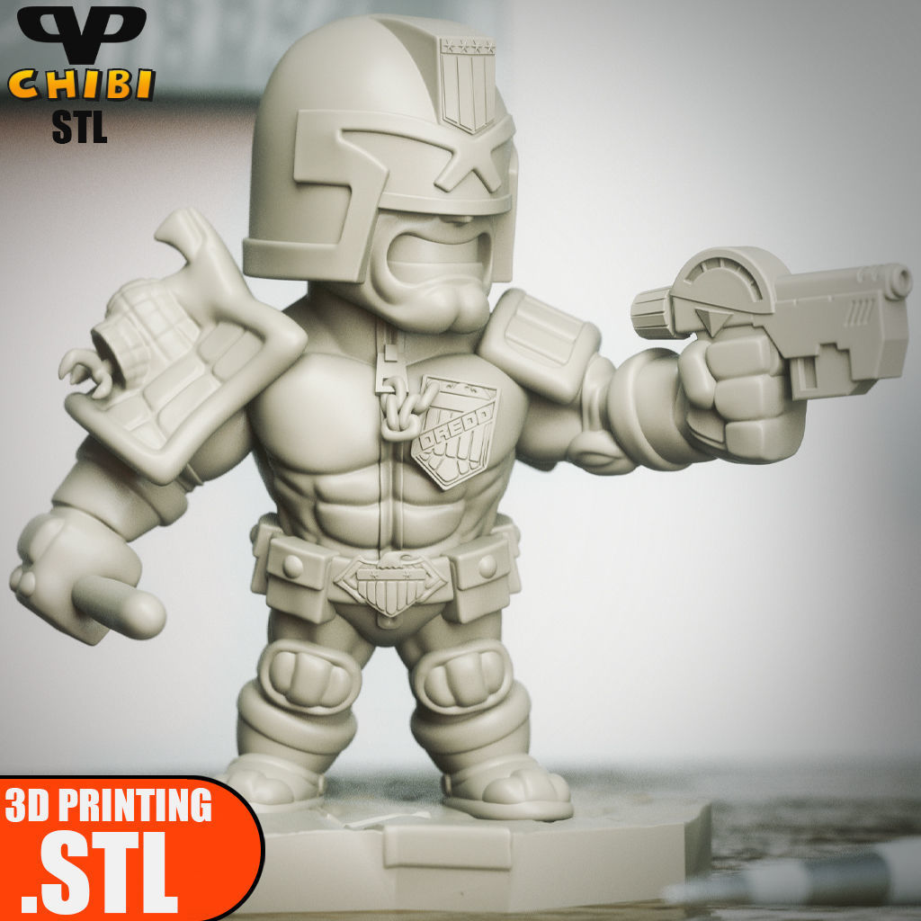Judge Dredd Chibi STL for 3D Printing ChibiSTL 3DXM 3D print model_3