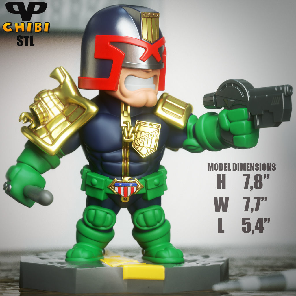 Judge Dredd Chibi STL for 3D Printing ChibiSTL 3DXM 3D print model_5