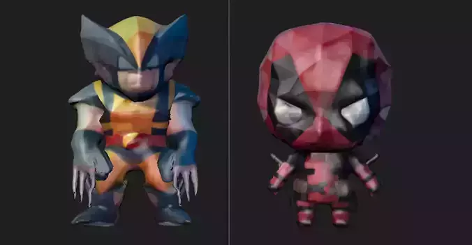Wolverwine and Deadpool 3D Characters with 170 animations