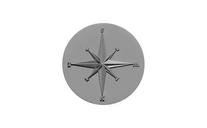 rose wind compass device relief 3D print model