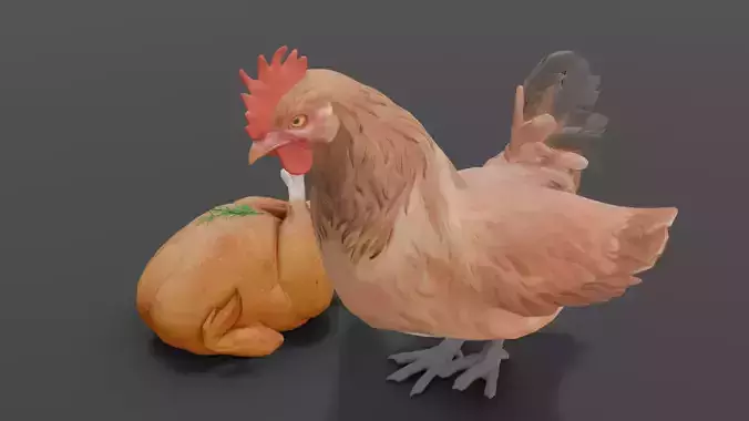 Animated Chicken 2 in 1  Low-poly 3D model
