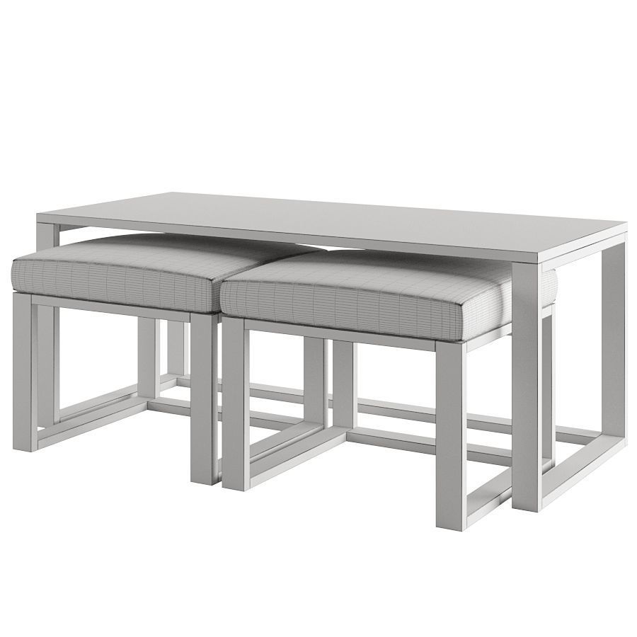 Coffee Table with seats 3D model_6