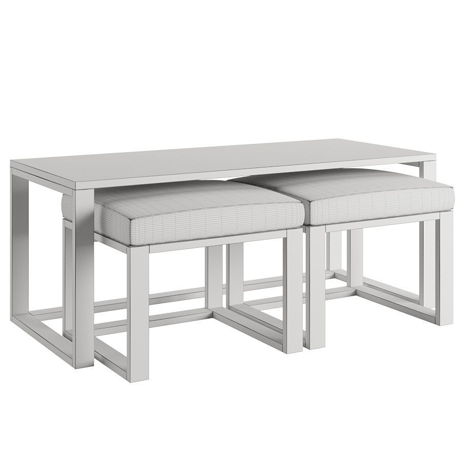 Coffee Table with seats 3D model_4