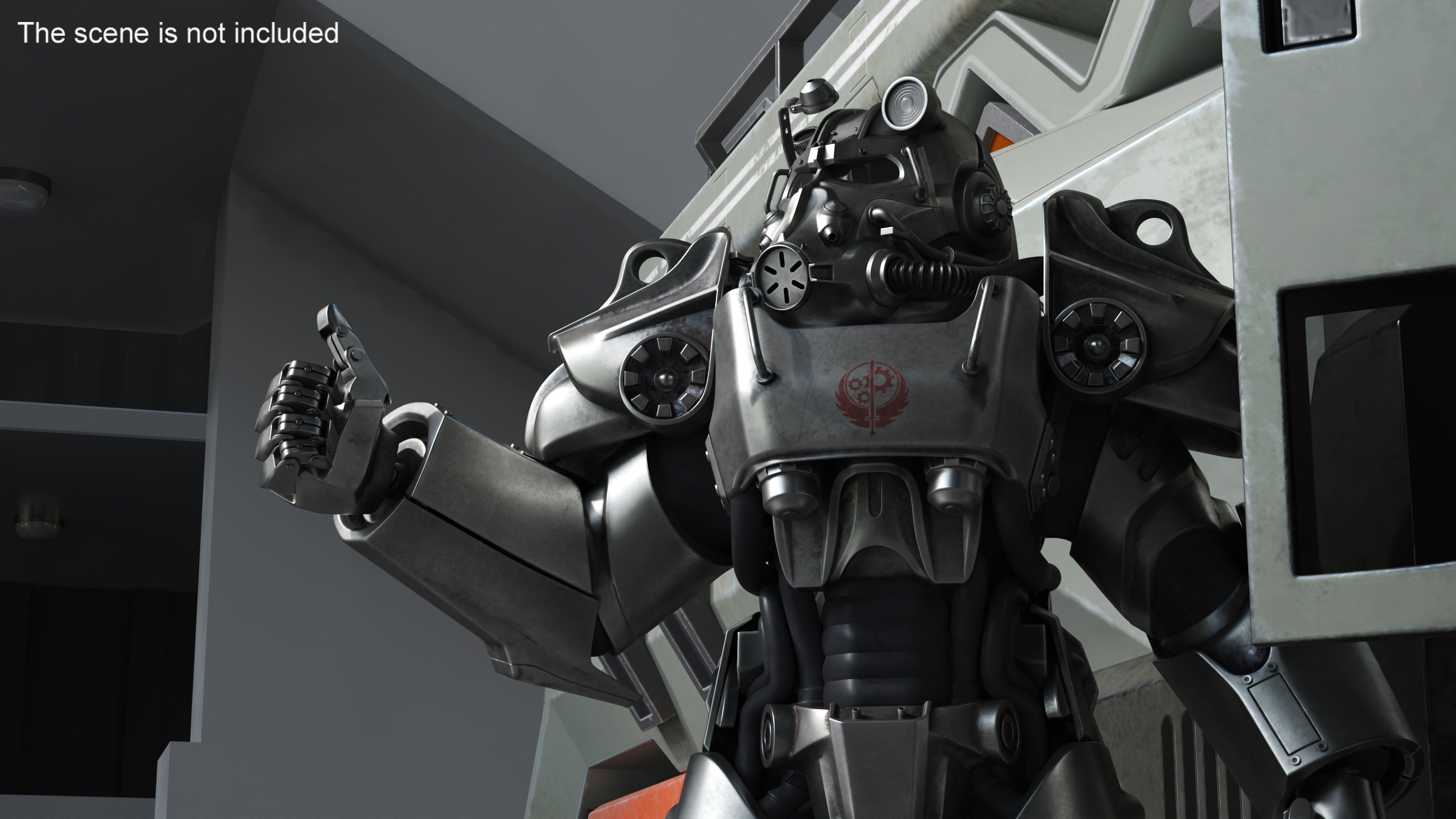 T 60 Power Armor Fallout with Rifle Rigged 3D model