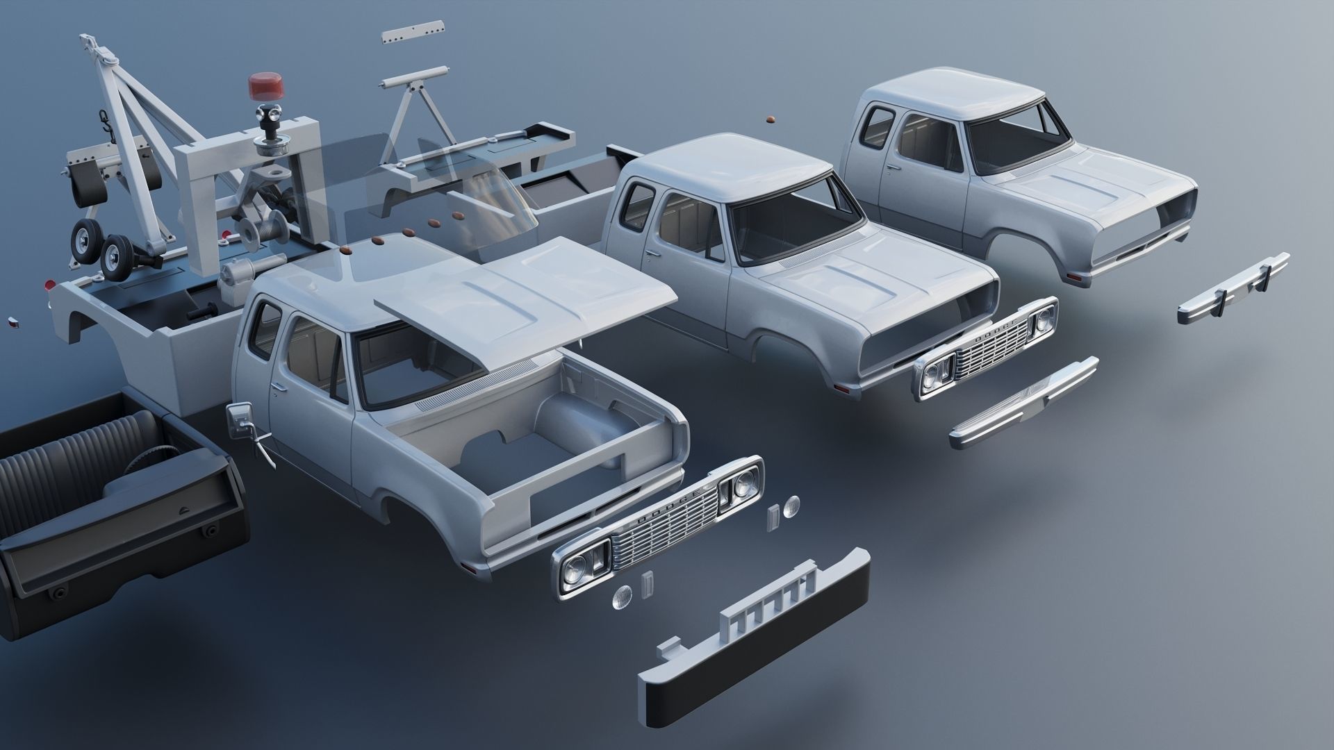 Dodge D300 Wrecker 1977 3D print model_19