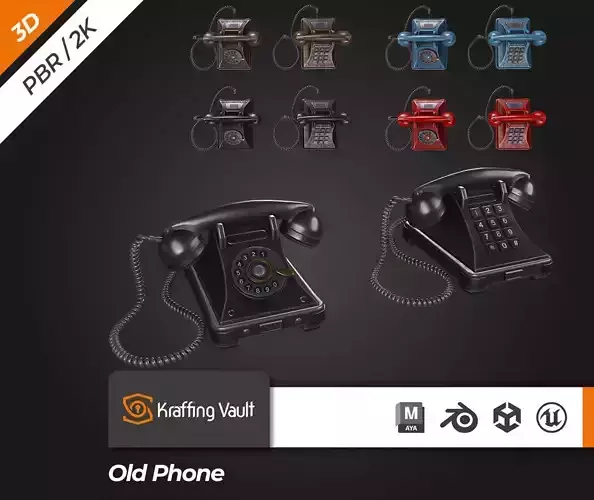 Old Phone Low-poly 3D model