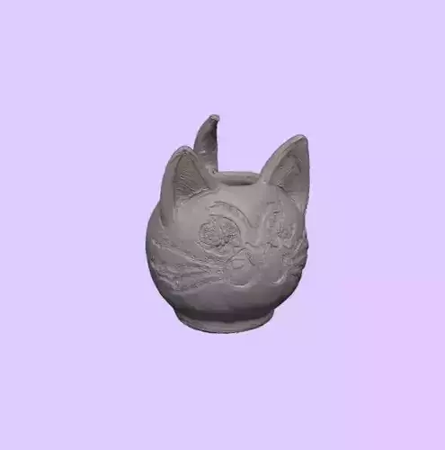 Terra Cotta Cat Head Flower Pot