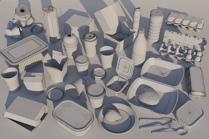 food packaging set 3D model 2