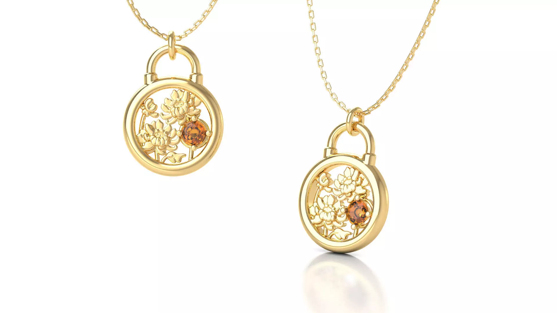 Birthflower Padlock Pendant November 3D print model