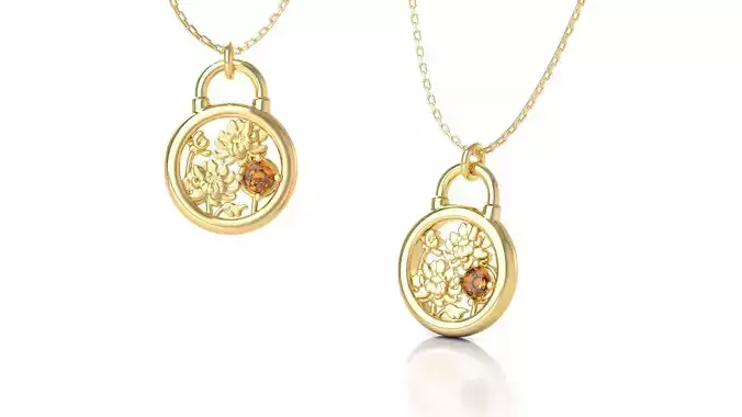 Birthflower Padlock Pendant November 3D print model