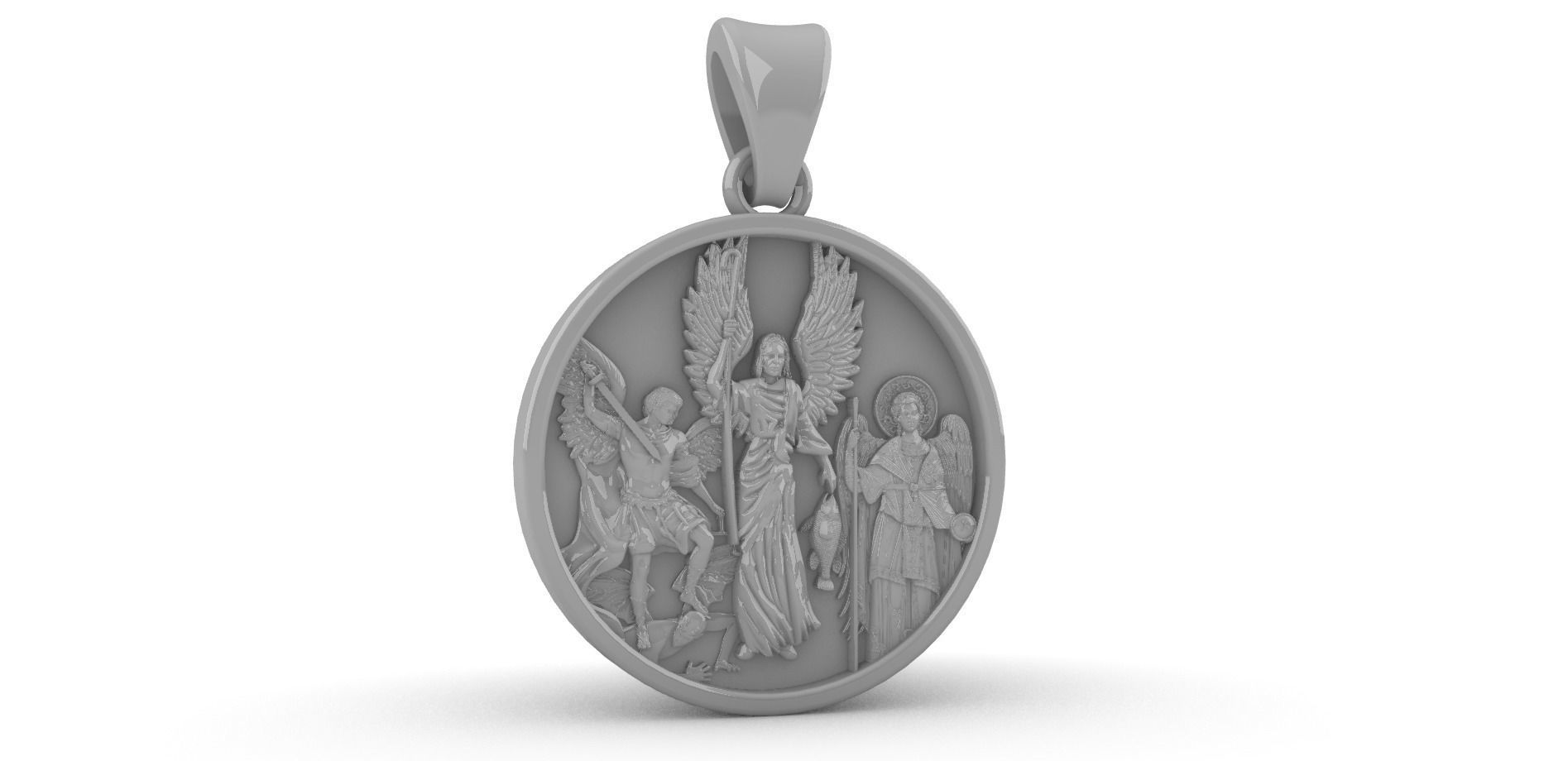 Medalla 3 Arcangeles 3D Print 3D print model_2