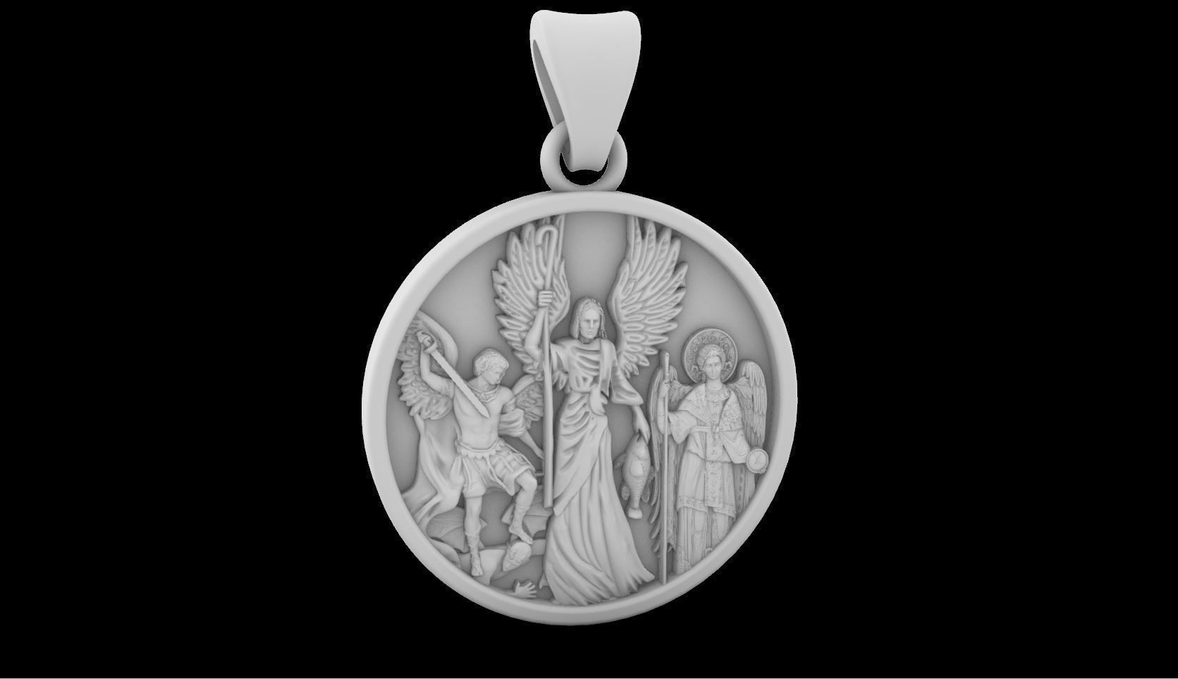 Medalla 3 Arcangeles 3D Print 3D print model_4