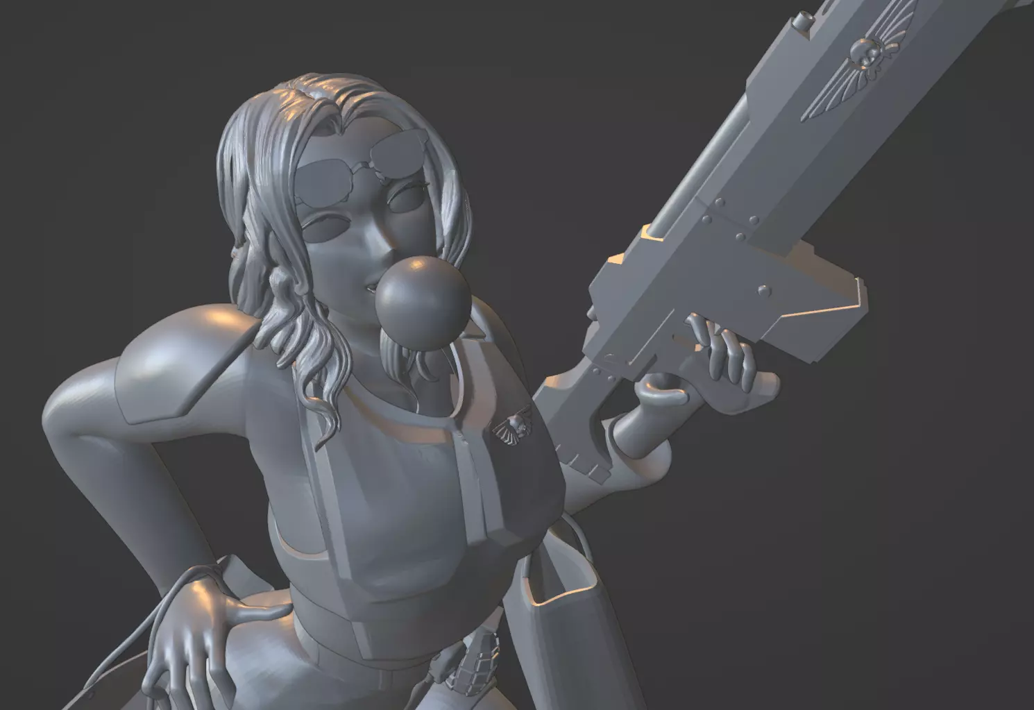California Warrior Maiden - Warhammer 40K Heroine Dynamic Pose 3D print model_0