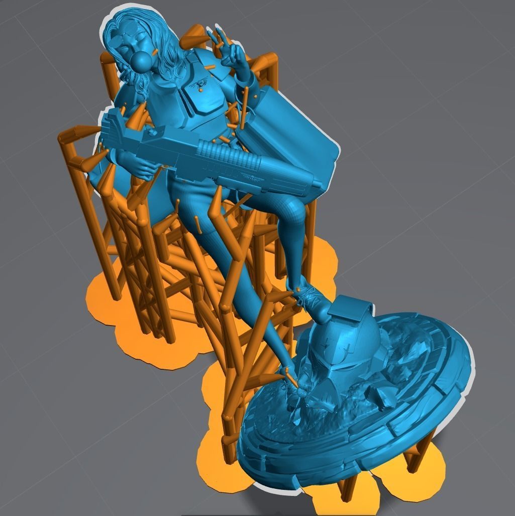 California Warrior Maiden - Warhammer 40K Heroine Dynamic Pose 3D print model_3