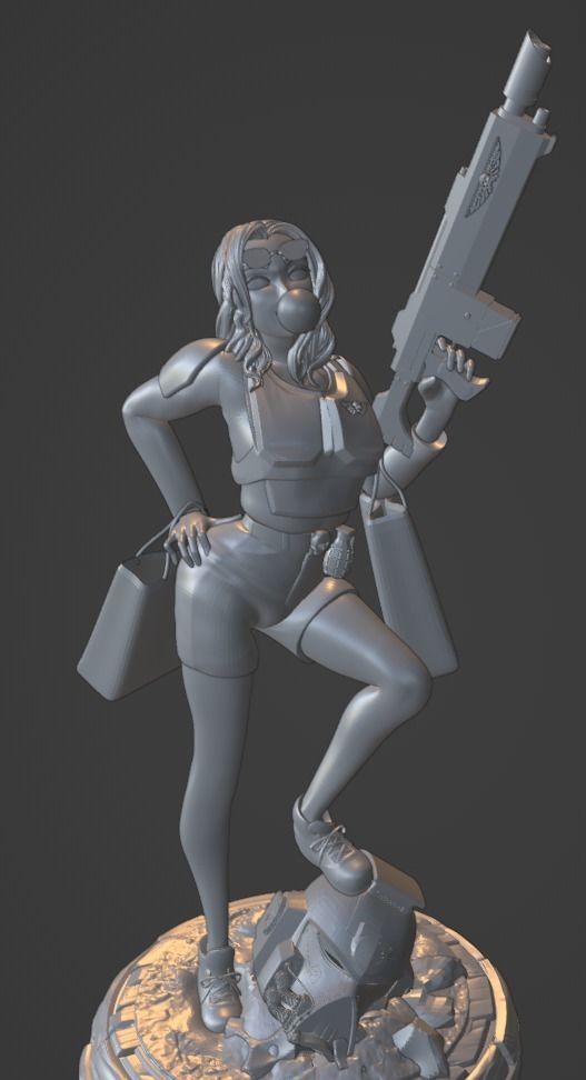 California Warrior Maiden - Warhammer 40K Heroine Dynamic Pose 3D print model_2