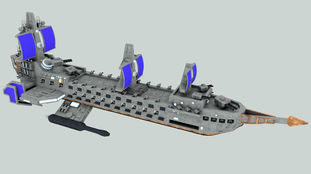 Space assault frigate 3D model_4