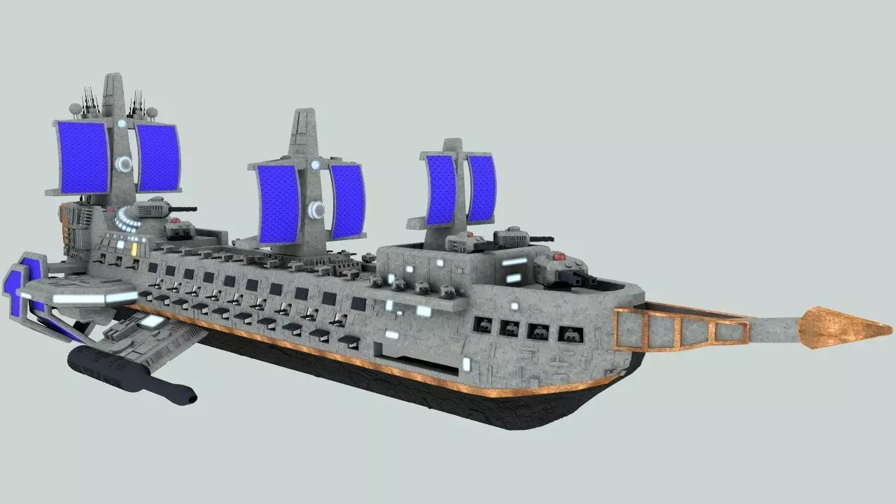 Space assault frigate 3D model_0