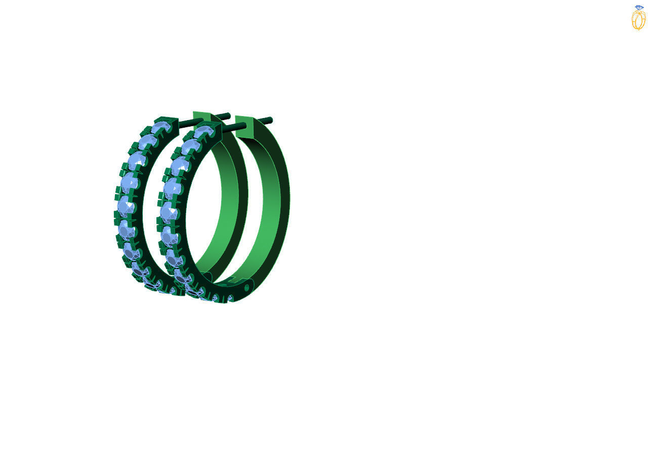 hoop  earring design With Diamonds and Gemstone 3D print model  3D print model_4