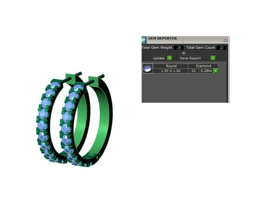 hoop  earring design With Diamonds and Gemstone 3D print model  3D print model_1