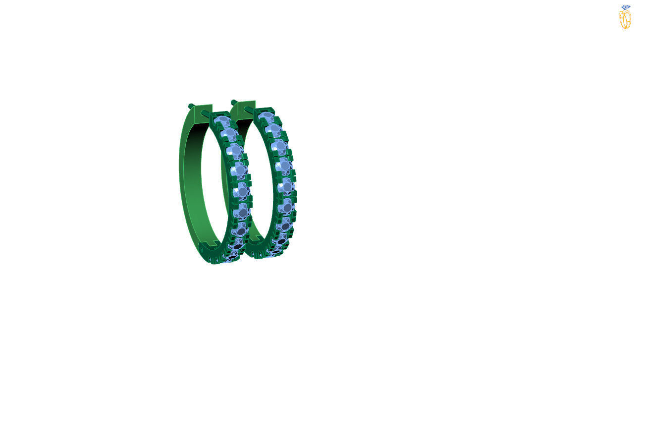 hoop  earring design With Diamonds and Gemstone 3D print model  3D print model_3