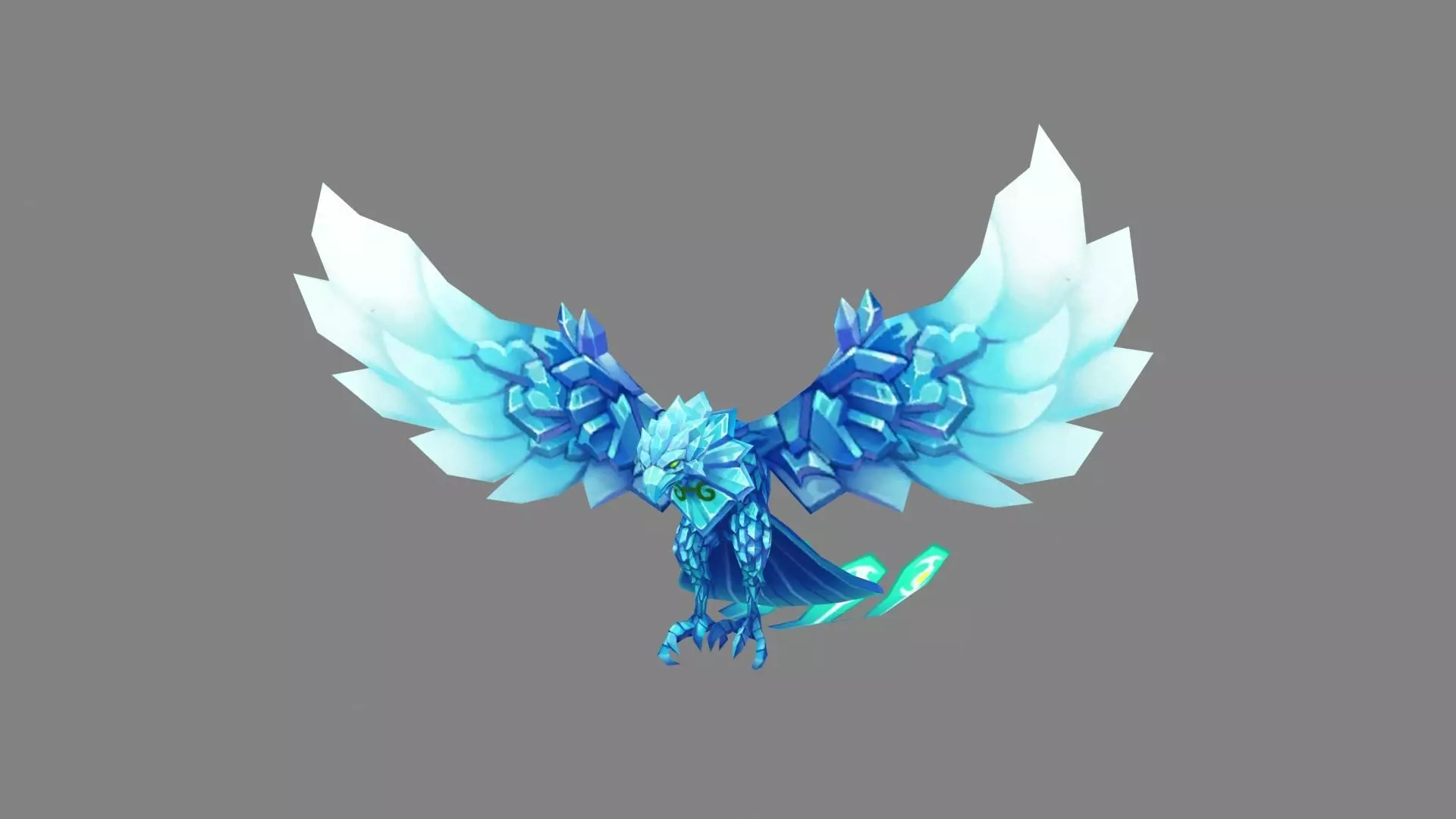 Cartoon ice bird monster Low-poly 3D model_0
