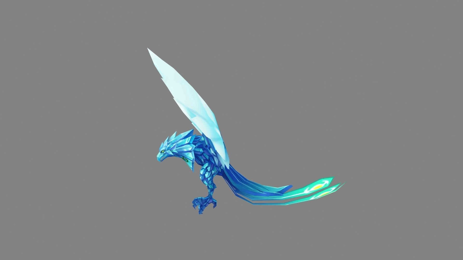 Cartoon ice bird monster Low-poly 3D model_1